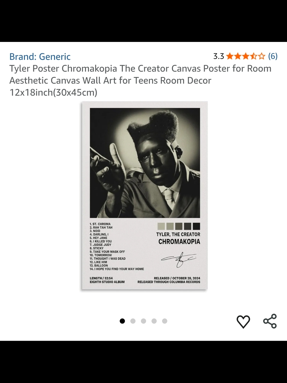 12x18 Chromakopia Tyler The Creator Canvas Poster